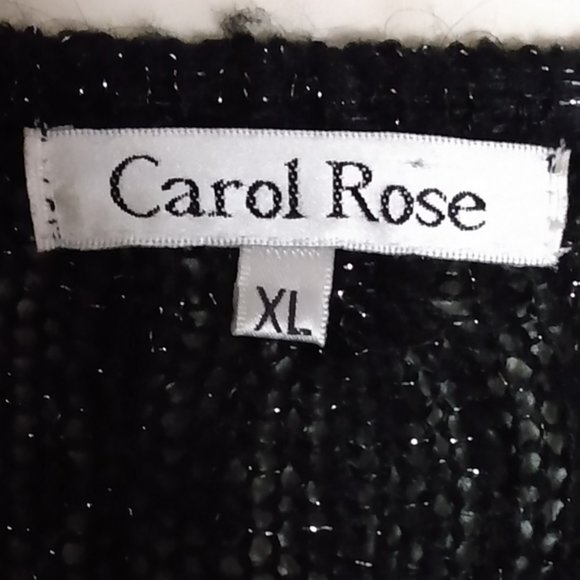 Carol Rose Black & Silver Cable Knit Sweater XL - Picture 3 of 8
